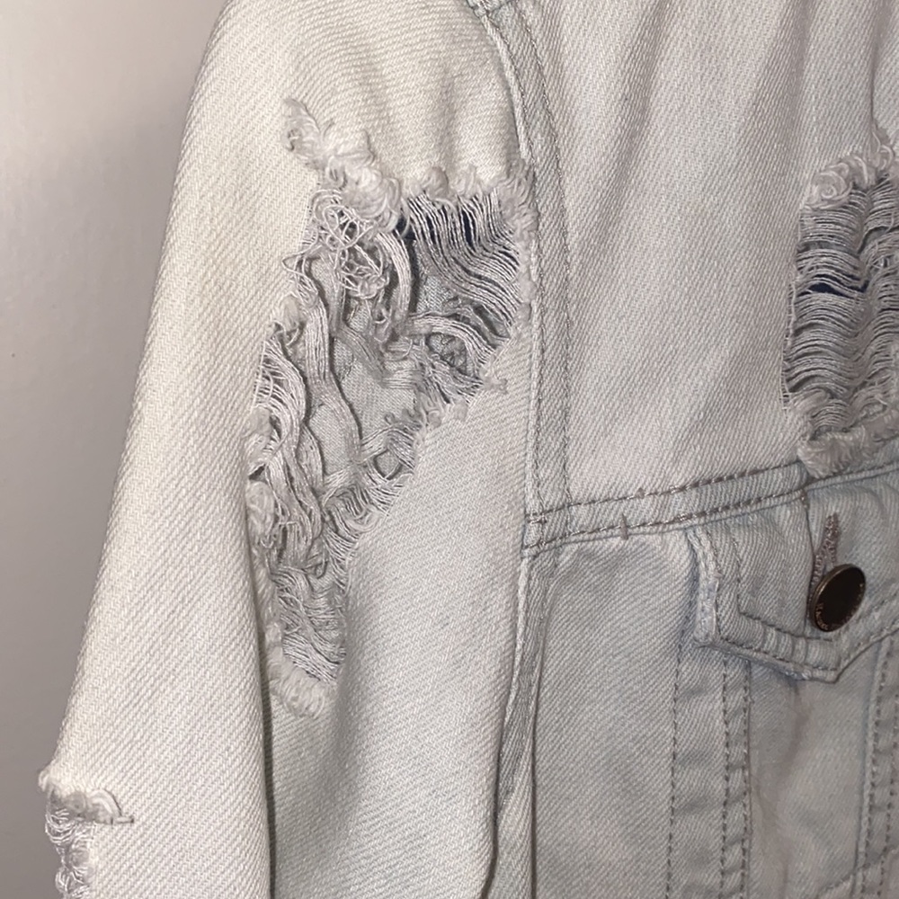 Rachel Roy XS Washout Distress Button Denim Shirt - Picture 14 of 15